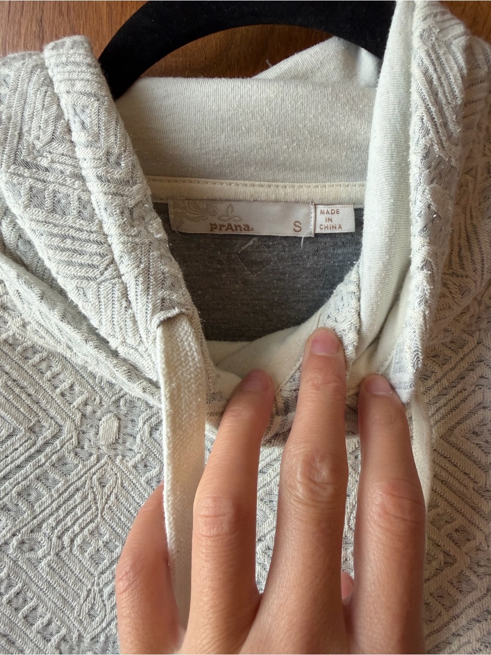 PrAna Women's Cream Textured mock neck sweatshirt - Picture 3 of 4